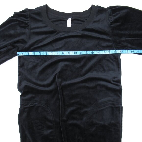 Anthropologie Daily Practice Velvet Puff-Sleeve Dress Black XS - Picture 7 of 11
